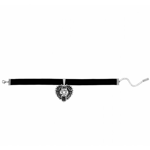 Killstar ✦ Deadheart Velvet Choker ✦ Gothic Heart Charm Statement Necklace Black - Picture 4 of 4